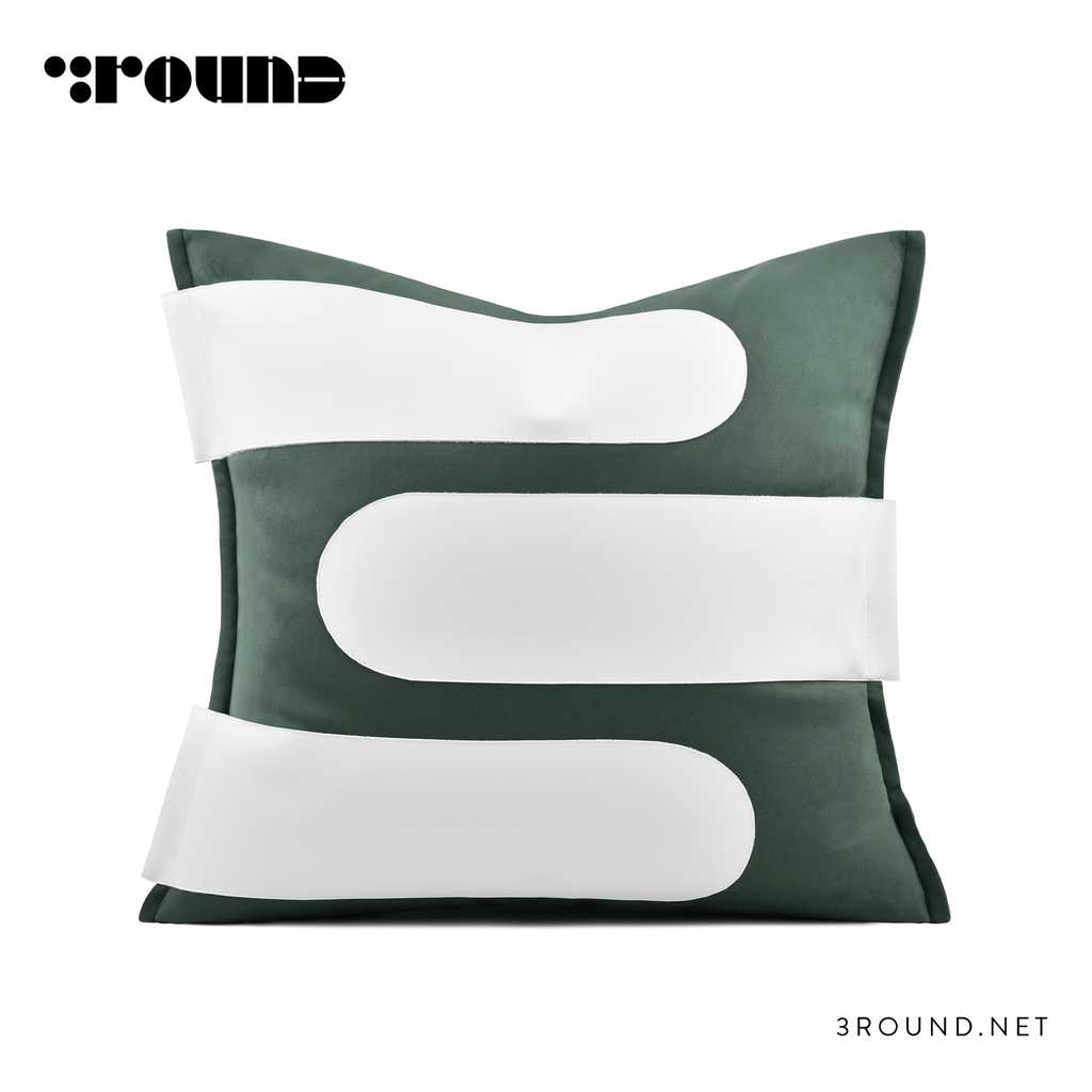 Fabirc and Leather Square Cushion F342