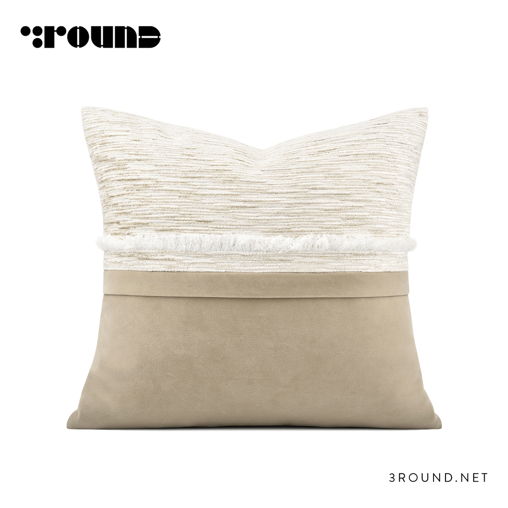 Fabirc and Leather Square Cushion F391