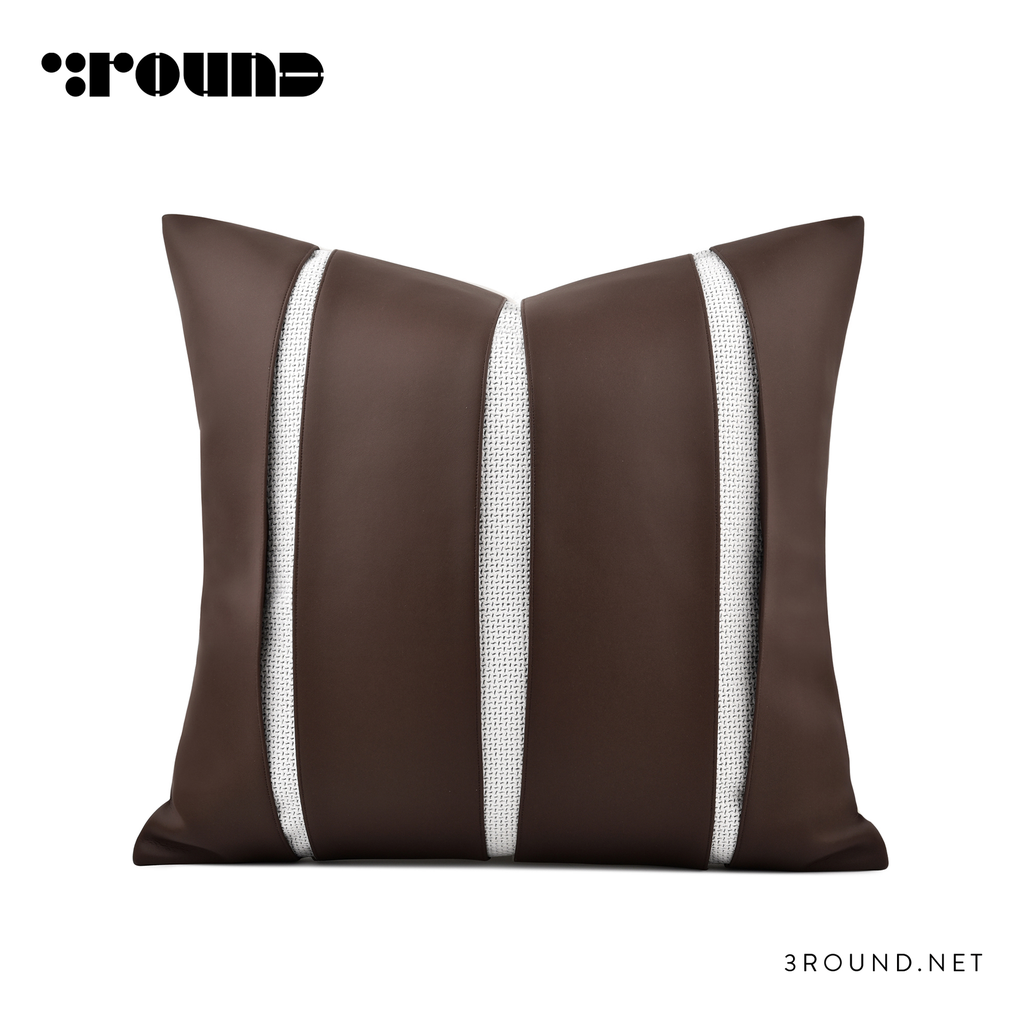 Fabirc and Leather Square Cushion F409