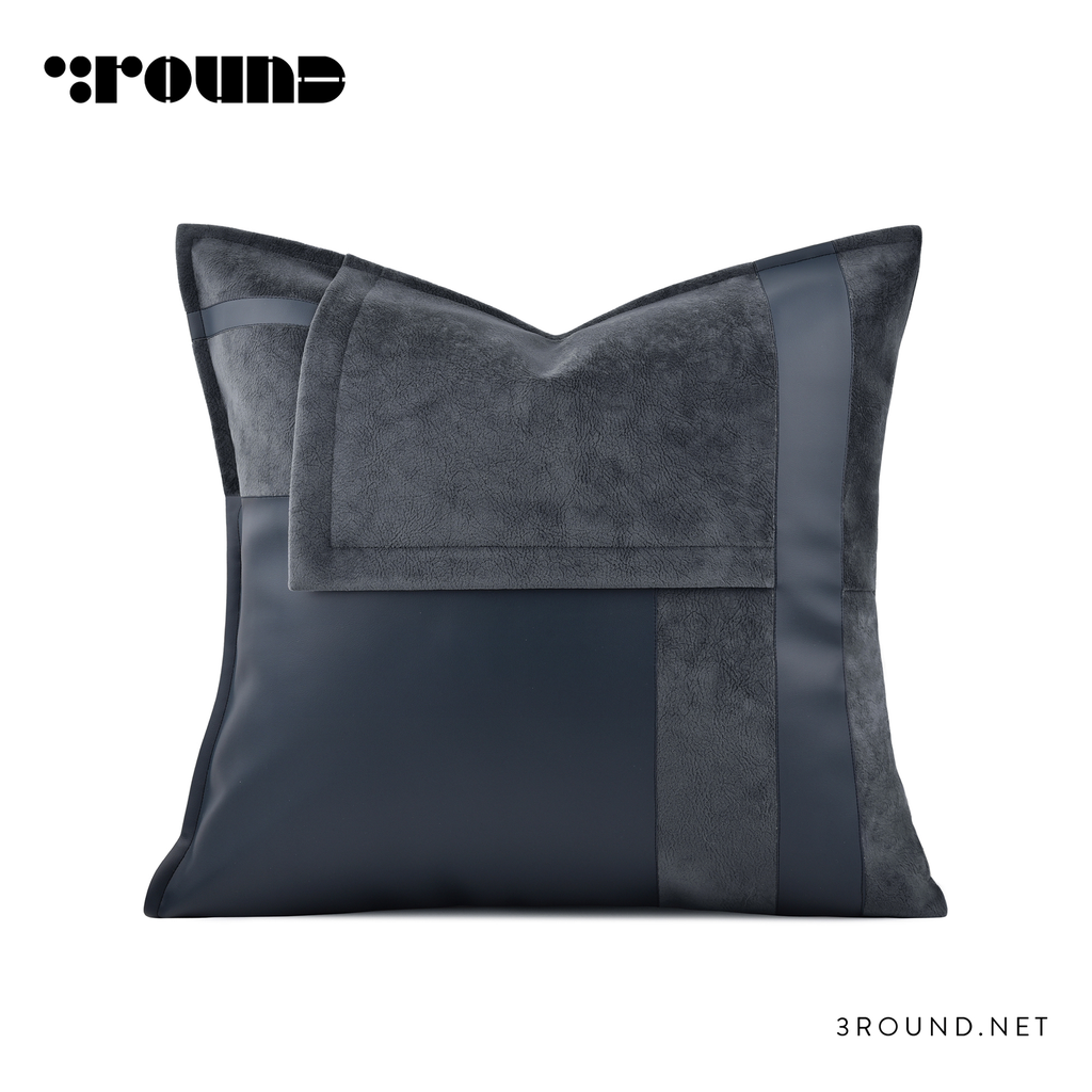 Fabirc and Leather Square Cushion F412