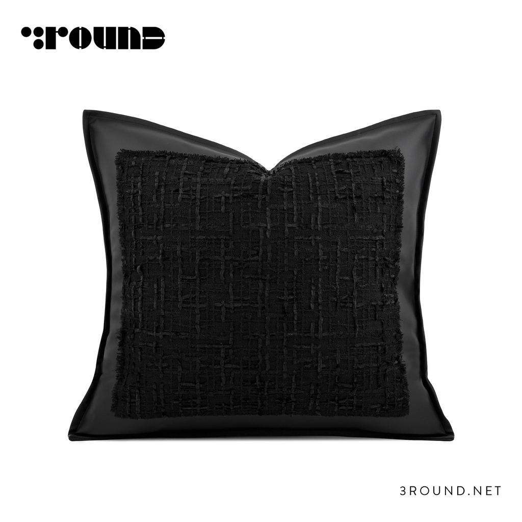 Fabirc and Leather Square Cushion F423