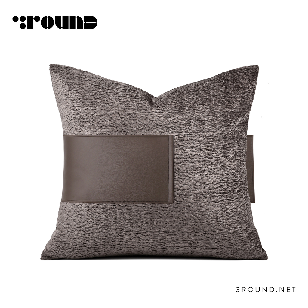 Fabirc and Leather Square Cushion F445