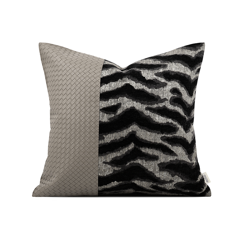 Fabirc and Leather Square Cushion F447