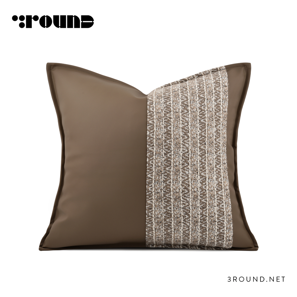 Fabirc and Leather Square Cushion F457