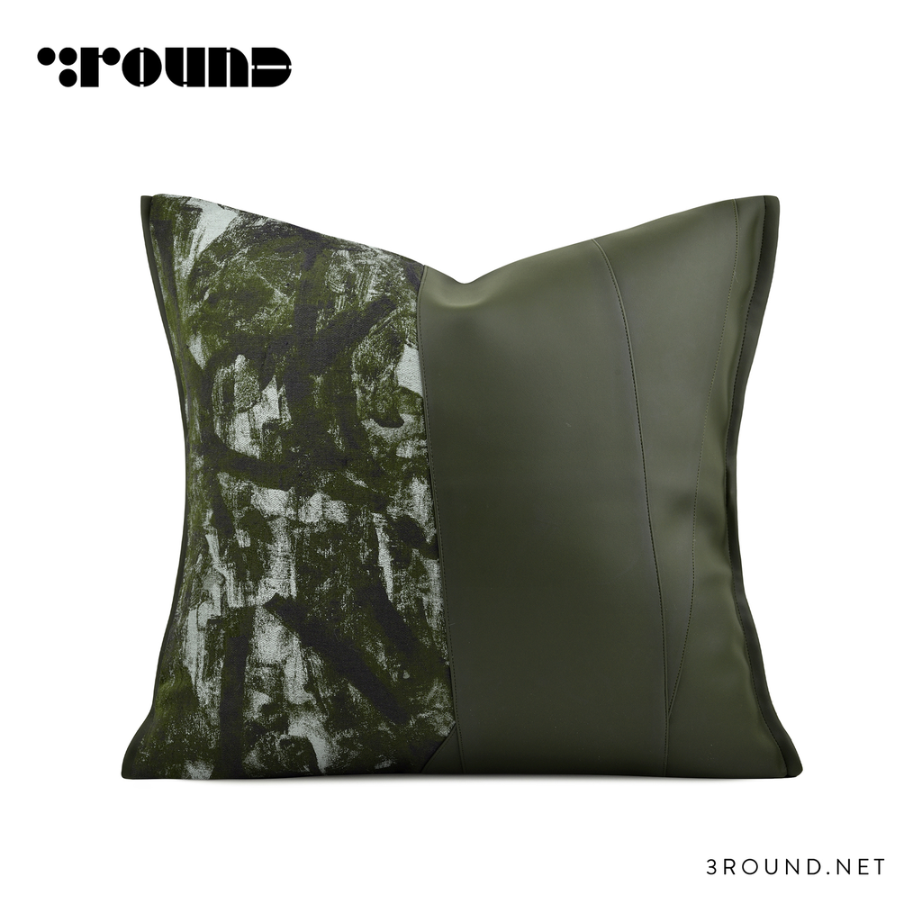 Fabirc and Leather Square Cushion F904