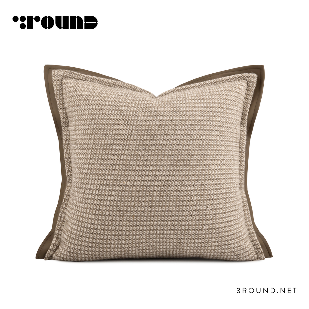 Fabirc and Leather Square Cushion F941