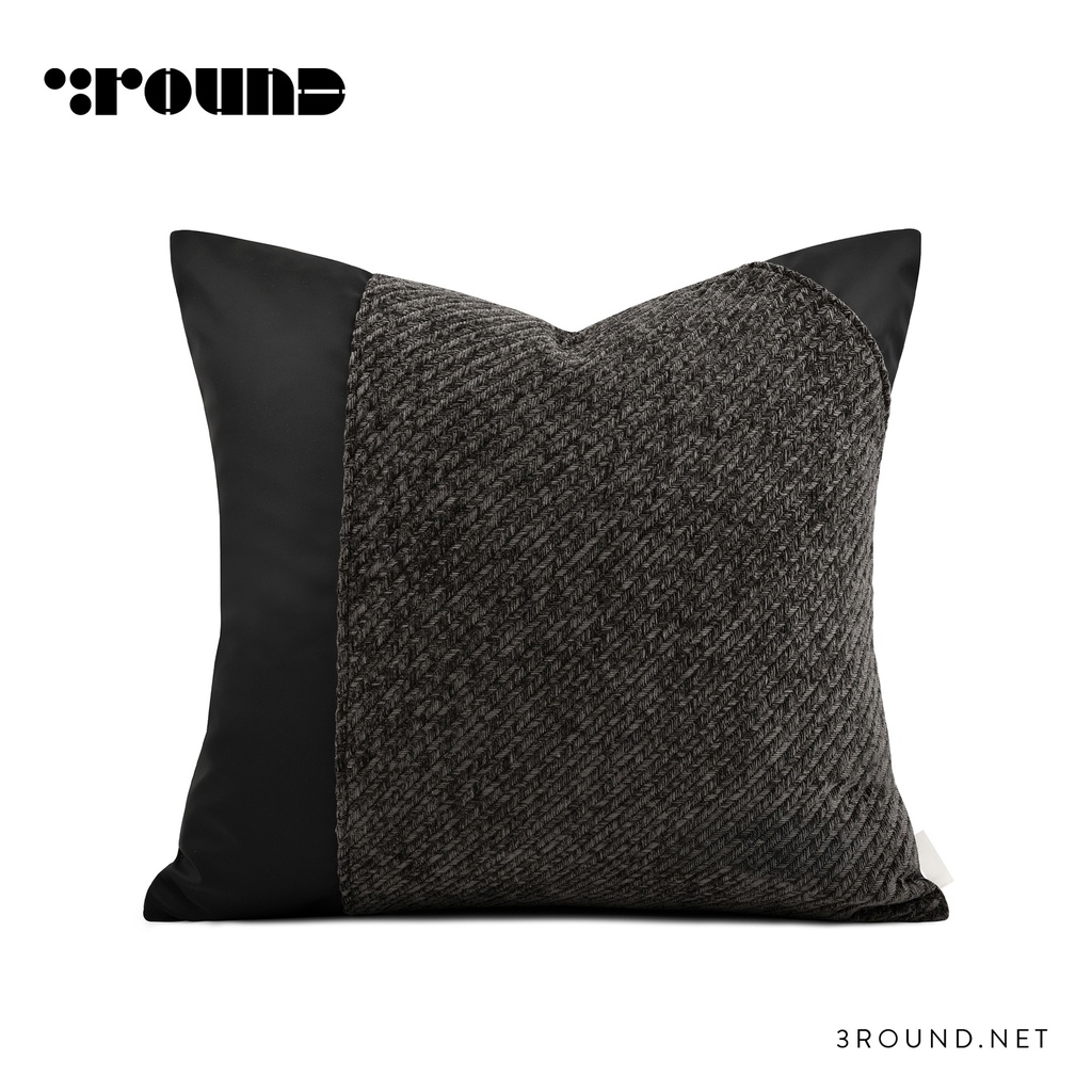 Fabric and Leather Square Cushion F713 (P)