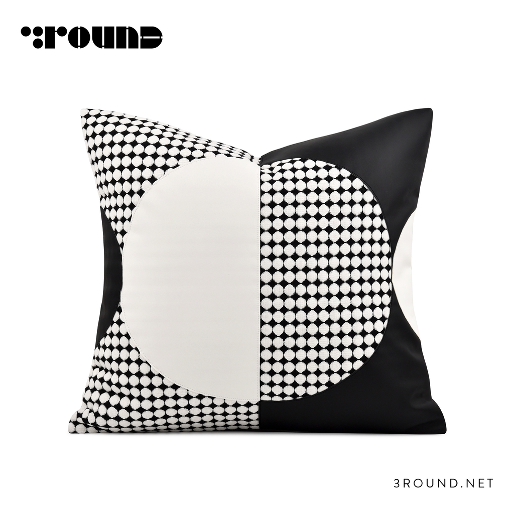 Fabirc and Leather Square Cushion F436