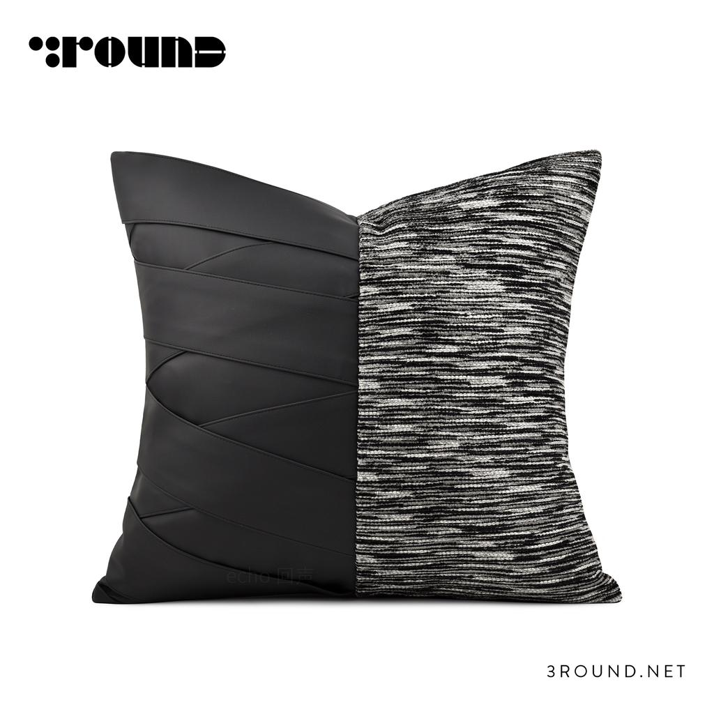 Fabirc and Leather Square Cushion F663