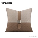 Fabric and Leather Square Cushion F567