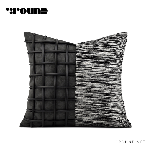 Fabirc and Leather Square Cushion F422