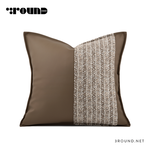 Fabirc and Leather Square Cushion F457