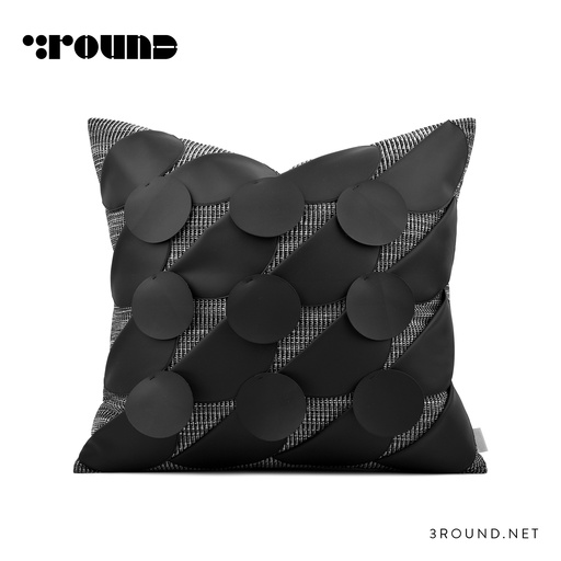 Fabric and Leather Square Cushion F357