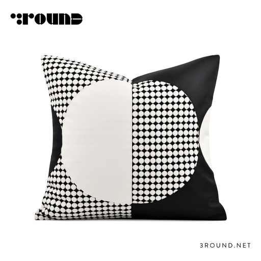 Fabirc and Leather Square Cushion F436