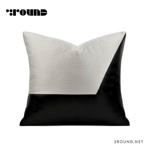 Fabric and Leather Square Cushion F535