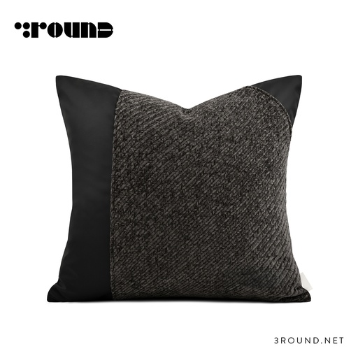Fabric and Leather Square Cushion F713