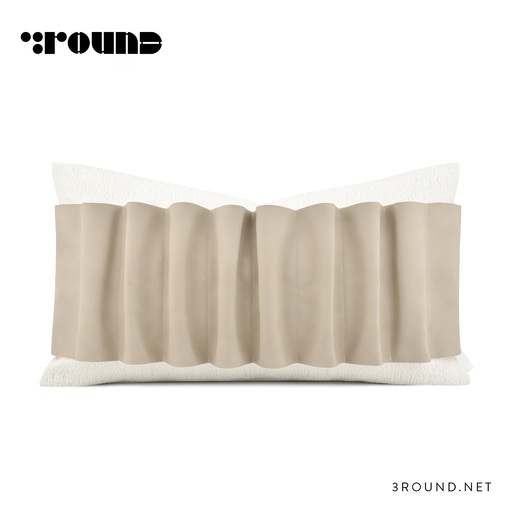 Fabric and Leather Long Cushion Y663