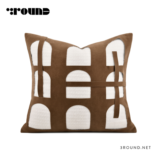 Fabirc and Leather Square Cushion F678